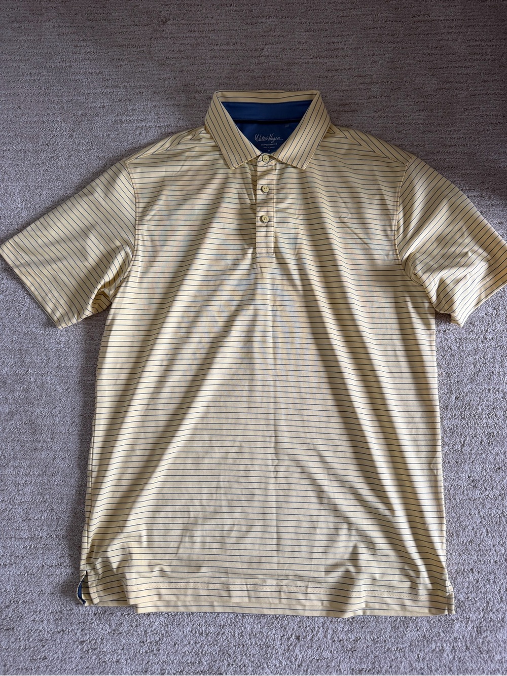 Walter Hagen Yellow Striped Gold Polo Shirt medium